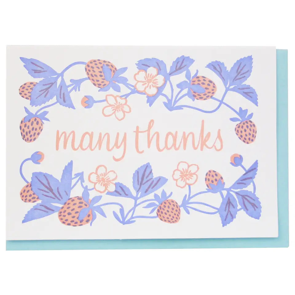 'Many Thanks' Strawberry Card