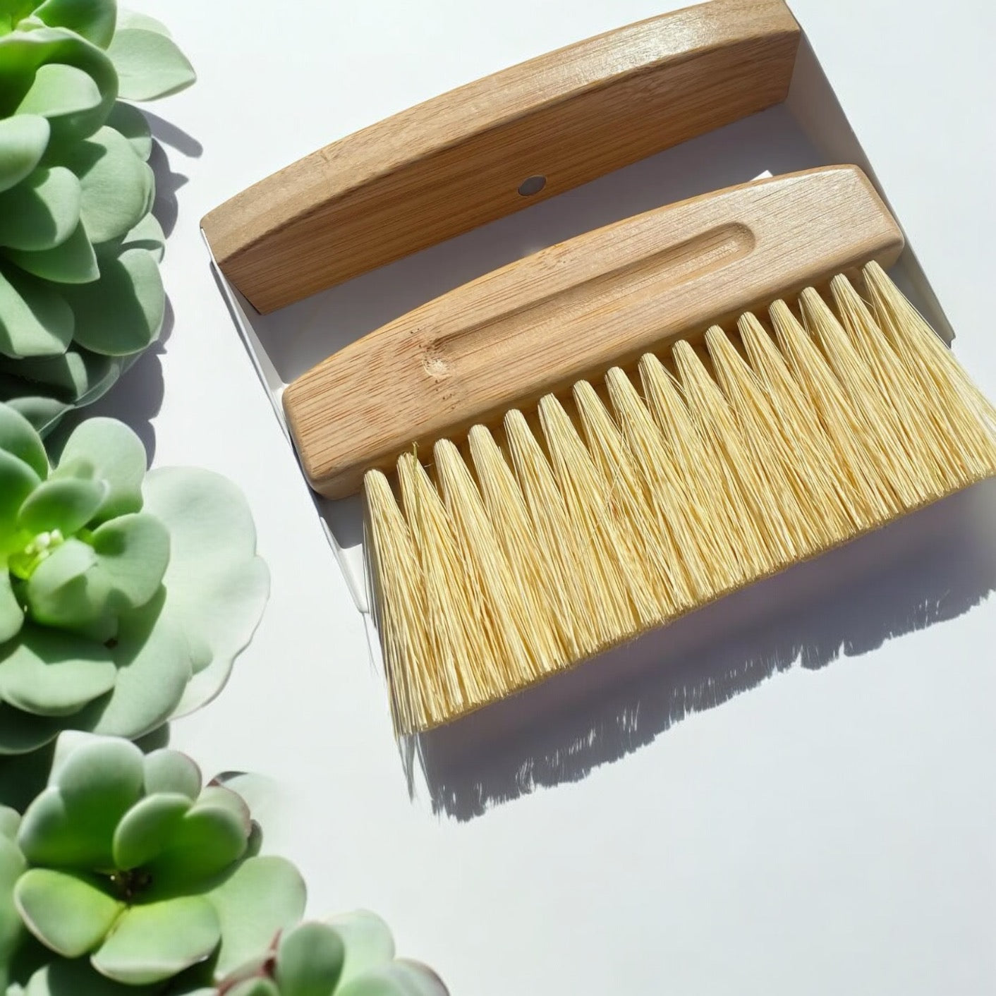 Bamboo + Sisal Fiber Crumb Brush with Dust Pan