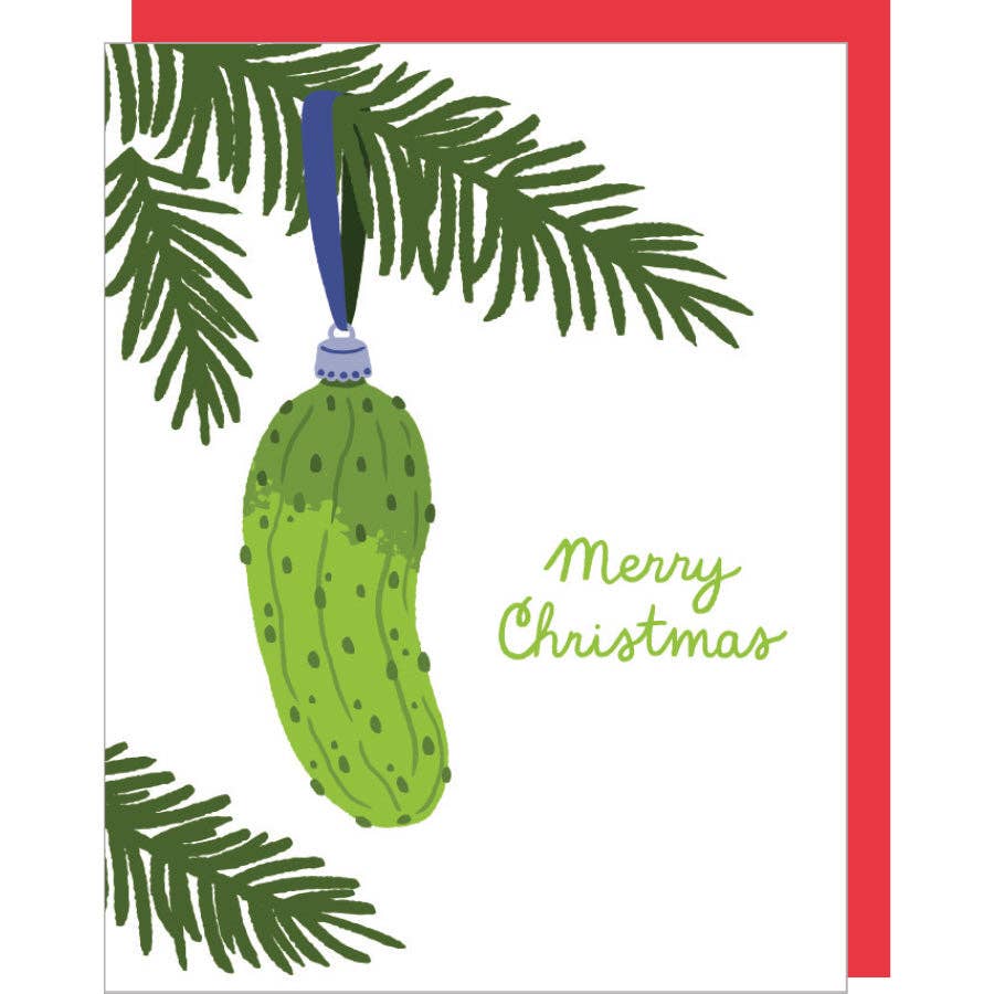 'Merry Christmas' Pickle Ornament Card
