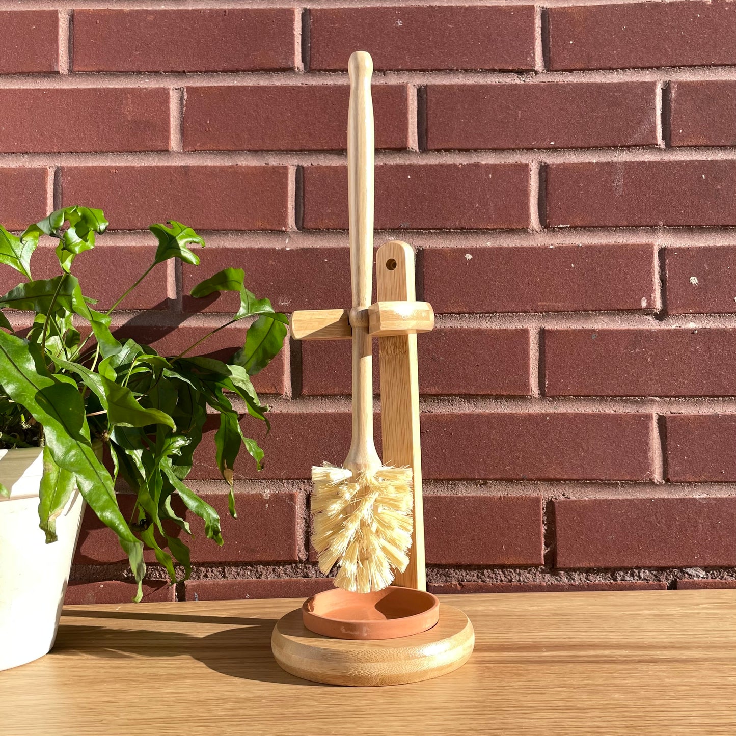 Bamboo Toilet Bowl Brush w/ Stand