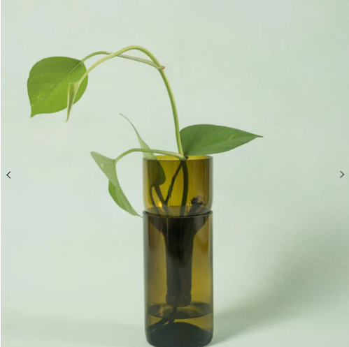 Upcycled Glass Self-Watering Planter