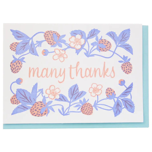 'Many Thanks' Strawberry Card