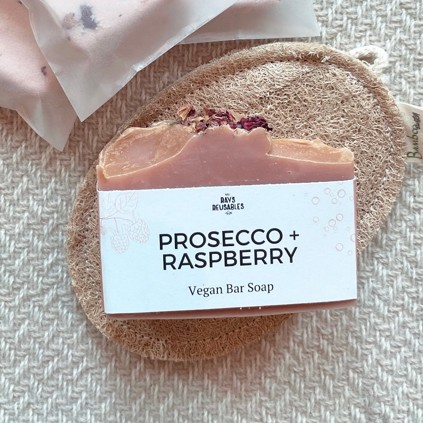 February Limited Release Vegan Bar Soap: Prosecco and Pink Raspberry