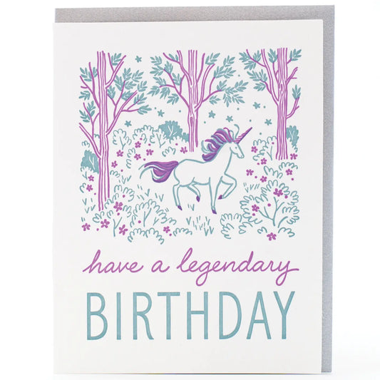 'Have a Legendary Birthday' Unicorn Card