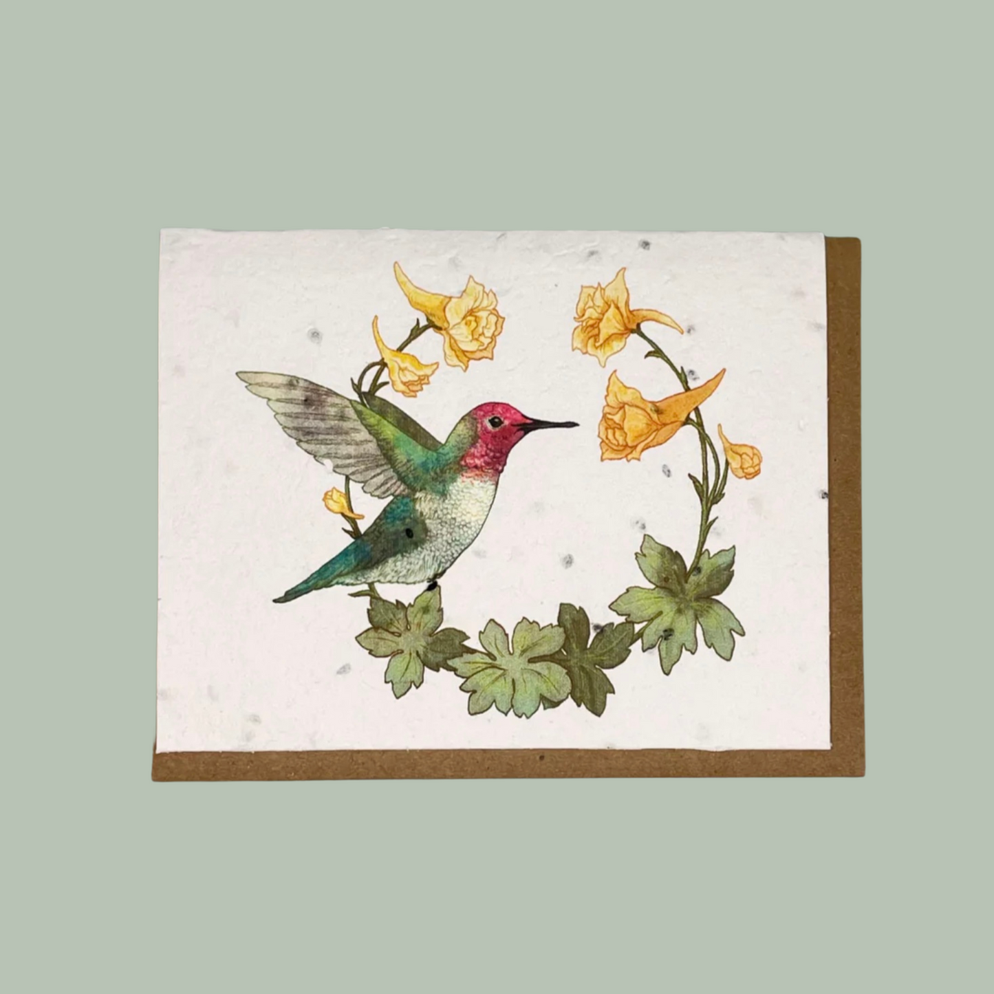 Anna’s Hummingbird & Yellow Larkspur Seed Card
